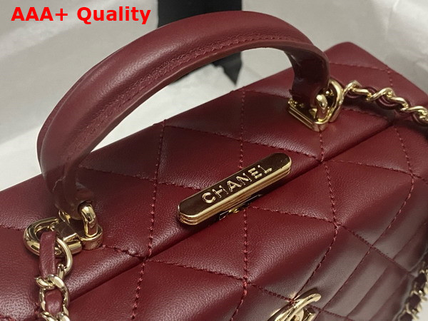 Chanel Small Box Bag Lambskin Gold Tone Metal Burgundy AS5167 Replica