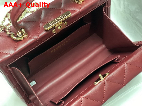 Chanel Small Box Bag Lambskin Gold Tone Metal Burgundy AS5167 Replica