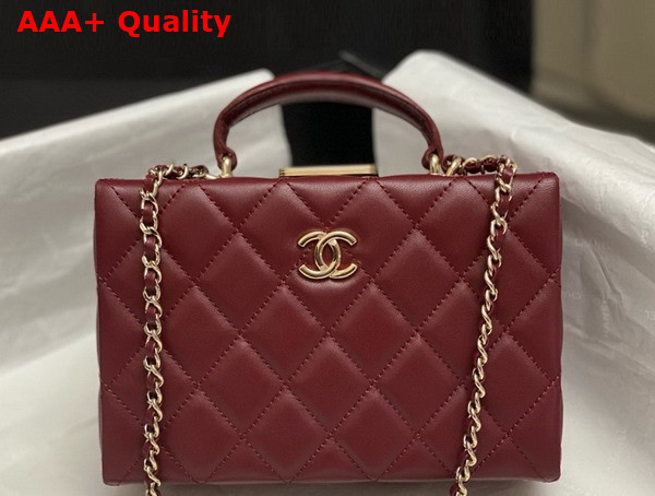 Chanel Small Box Bag Lambskin Gold Tone Metal Burgundy AS5167 Replica