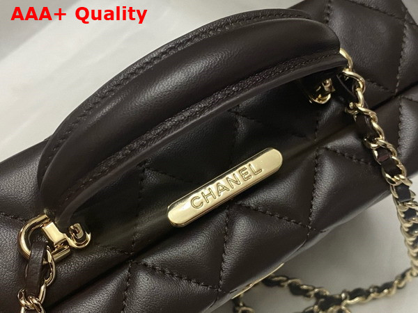 Chanel Small Box Bag Lambskin Gold Tone Metal Dark Brown AS5167 Replica