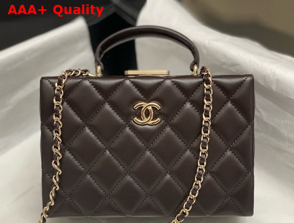 Chanel Small Box Bag Lambskin Gold Tone Metal Dark Brown AS5167 Replica