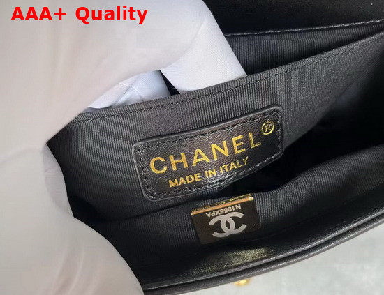 Chanel Small Boy Chanel Flap Bag with Handle Black Calfskin Gold Tone Metal Replica