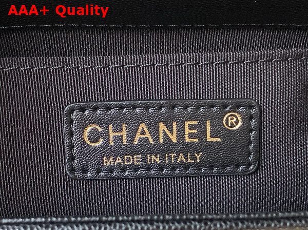 Chanel Small Boy Chanel Flap Bag with Handle Black Grained Shiny Calfskin Gold Tone Metal A94805 Replica