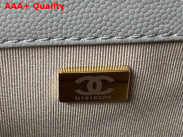 Chanel Small Boy Chanel Flap Bag with Handle Grey Grained Shiny Calfskin Gold Tone Metal A94805 Replica