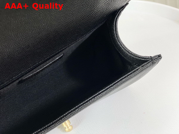 Chanel Small Boy Chanel Handbag Black Grained Calfskin Gold Tone Metal A67085 Replica