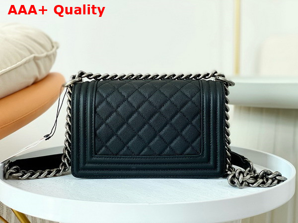 Chanel Small Boy Chanel Handbag Black Grained Calfskin Ruthenium Finish Metal A67085 Replica