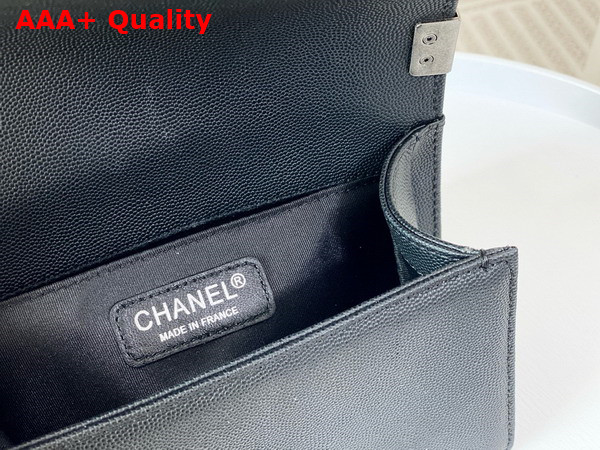 Chanel Small Boy Chanel Handbag Black Grained Calfskin Ruthenium Finish Metal A67085 Replica