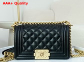 Chanel Small Boy Chanel Handbag Lambskin Gold Tone Metal Black Ref A67085 Replica