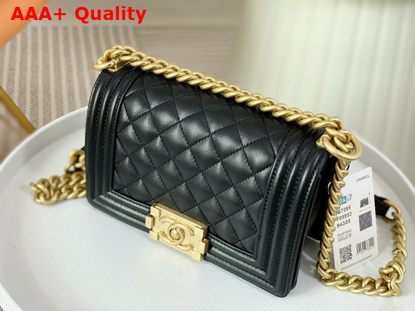 Chanel Small Boy Chanel Handbag Lambskin Gold Tone Metal Black Ref A67085 Replica