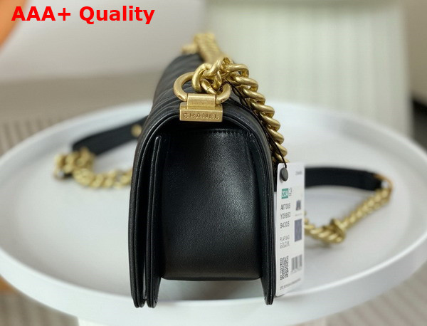 Chanel Small Boy Chanel Handbag Lambskin Gold Tone Metal Black Ref A67085 Replica