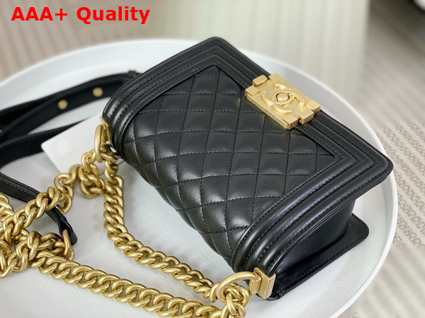 Chanel Small Boy Chanel Handbag Lambskin Gold Tone Metal Black Ref A67085 Replica