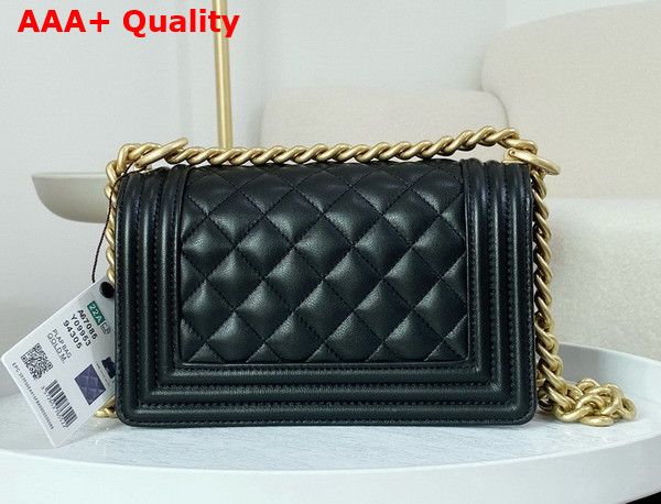 Chanel Small Boy Chanel Handbag Lambskin Gold Tone Metal Black Ref A67085 Replica