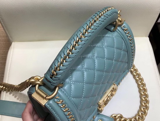 Chanel Small Boy Chanel Flap Bag with Handle Baby Blue Lambskin