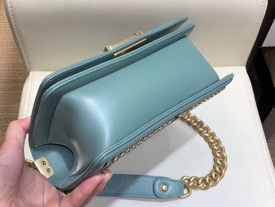 Chanel Small Boy Chanel Flap Bag with Handle Baby Blue Lambskin