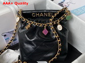 Chanel Small Bucket Bag in Black Lambskin Resin Gold Tone Metal AS3793 Replica