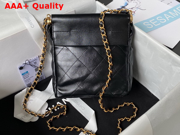 Chanel Small Bucket Bag in Black Lambskin Resin Gold Tone Metal AS3793 Replica