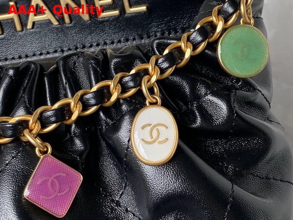 Chanel Small Bucket Bag in Black Lambskin Resin Gold Tone Metal AS3793 Replica