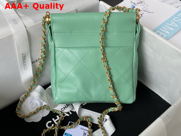 Chanel Small Bucket Bag in Light Green Lambskin Resin Gold Tone Metal AS3793 Replica