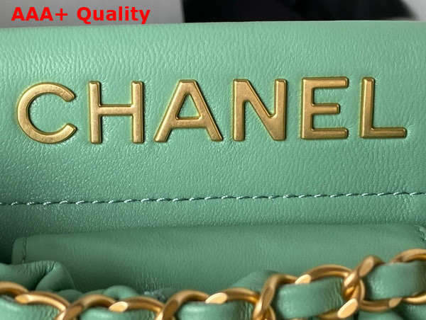 Chanel Small Bucket Bag in Light Green Lambskin Resin Gold Tone Metal AS3793 Replica