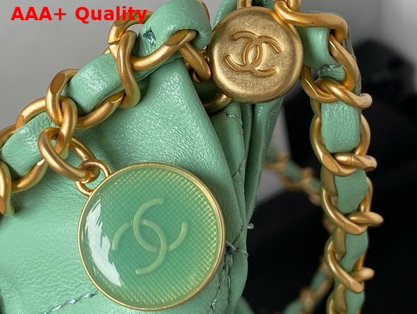 Chanel Small Bucket Bag in Light Green Lambskin Resin Gold Tone Metal AS3793 Replica