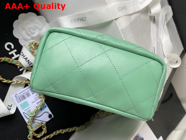 Chanel Small Bucket Bag in Light Green Lambskin Resin Gold Tone Metal AS3793 Replica