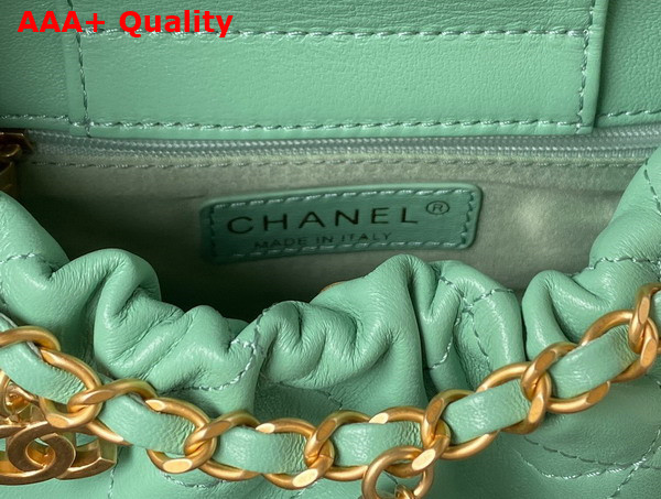 Chanel Small Bucket Bag in Light Green Lambskin Resin Gold Tone Metal AS3793 Replica