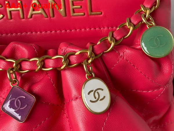 Chanel Small Bucket Bag in Pink Lambskin Resin Gold Tone Metal AS3793 Replica