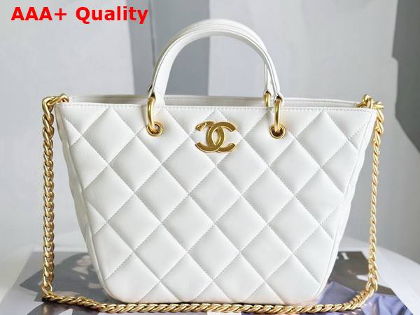 Chanel Small Cabas in White Lambskin Replica