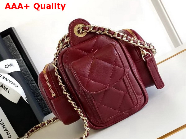 Chanel Small Camera Case in Burgundy Lambskin AS5220 Replica