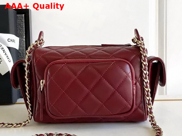 Chanel Small Camera Case in Burgundy Lambskin AS5220 Replica