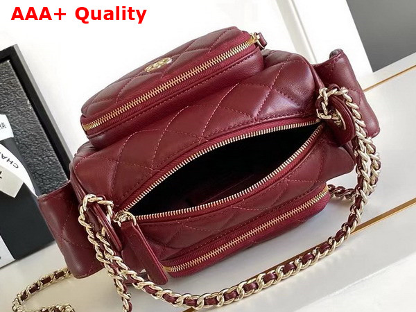 Chanel Small Camera Case in Burgundy Lambskin AS5220 Replica