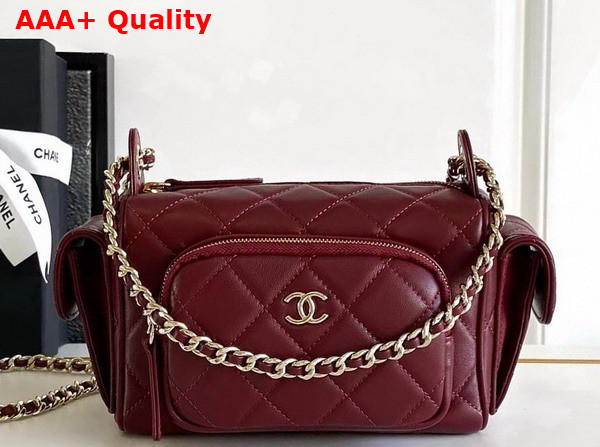 Chanel Small Camera Case in Burgundy Lambskin AS5220 Replica