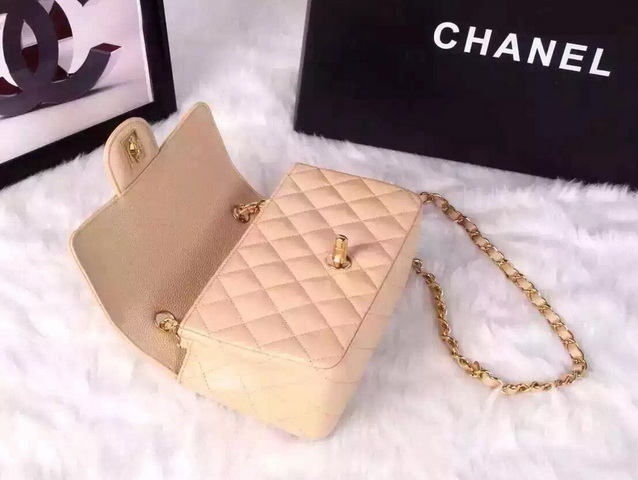 Chanel Small Caviar Flap Bag Apricot Gold Metal for Sale