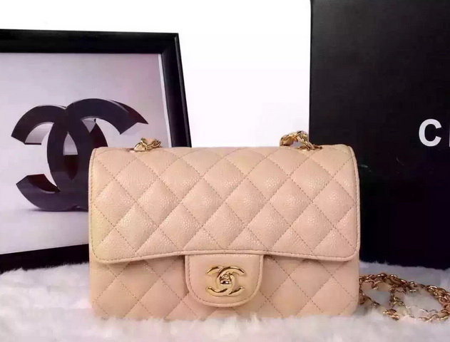 Chanel Small Caviar Flap Bag Apricot Gold Metal for Sale