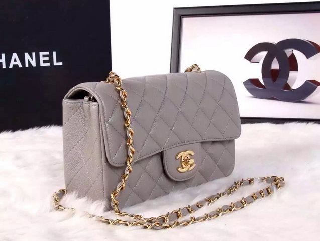 Chanel Small Caviar Flap Bag Grey Gold Metal for Sale