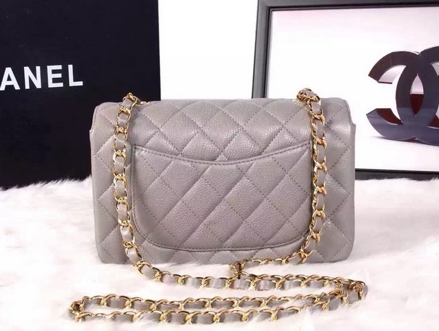 Chanel Small Caviar Flap Bag Grey Gold Metal for Sale