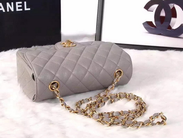 Chanel Small Caviar Flap Bag Grey Gold Metal for Sale