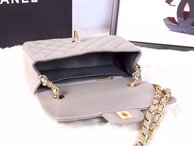 Chanel Small Caviar Flap Bag Grey Gold Metal for Sale