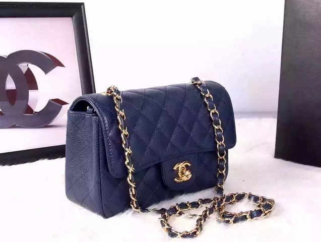 Chanel Small Caviar Flap Bag Navy Blue Gold Metal for Sale