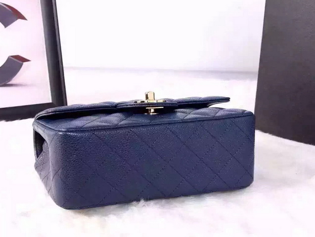 Chanel Small Caviar Flap Bag Navy Blue Gold Metal for Sale