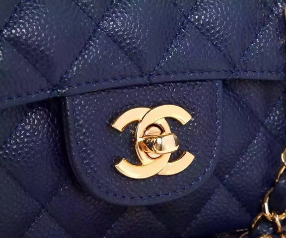 Chanel Small Caviar Flap Bag Navy Blue Gold Metal for Sale