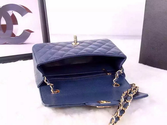 Chanel Small Caviar Flap Bag Navy Blue Gold Metal for Sale