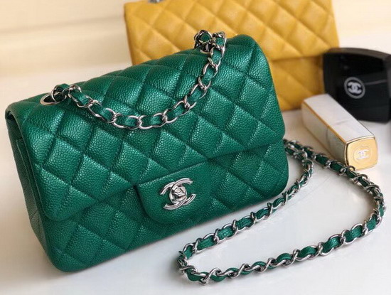 Chanel Small Caviar Flap Bag Pearl Green