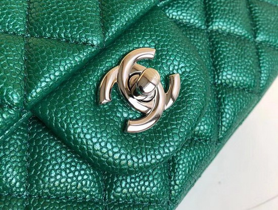 Chanel Small Caviar Flap Bag Pearl Green