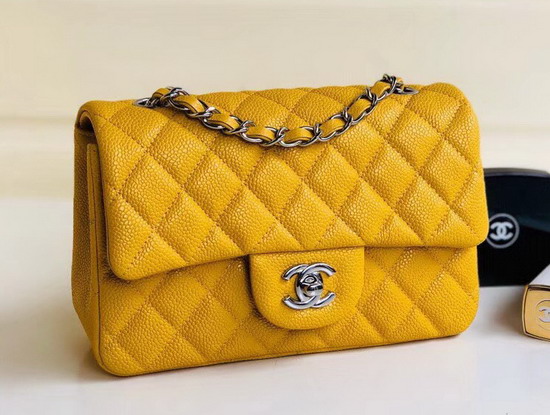 Chanel Small Caviar Flap Bag Pearl Yellow