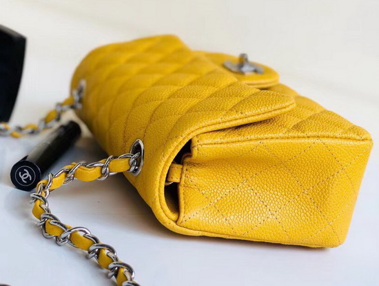 Chanel Small Caviar Flap Bag Pearl Yellow