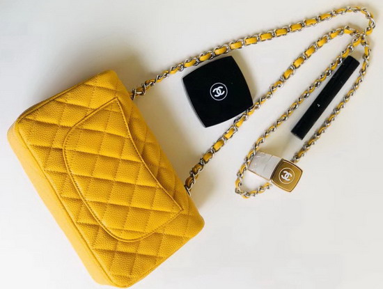 Chanel Small Caviar Flap Bag Pearl Yellow