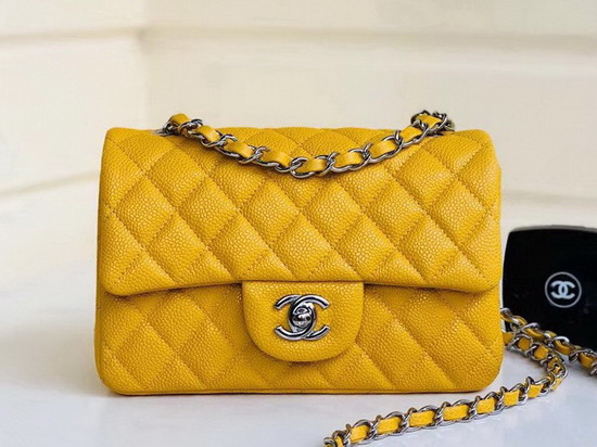 Chanel Small Caviar Flap Bag Pearl Yellow