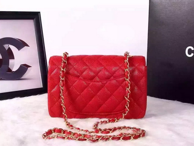 Chanel Small Caviar Flap Bag Red Gold Metal for Sale