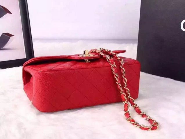 Chanel Small Caviar Flap Bag Red Gold Metal for Sale